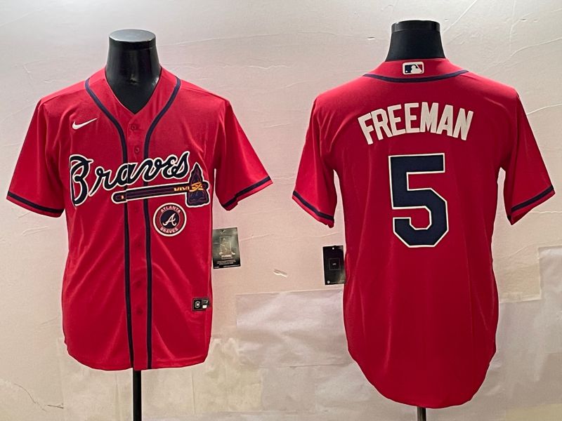 Men Atlanta Braves #5 Freeman Red Game 2025 Nike MLB Jersey style 4